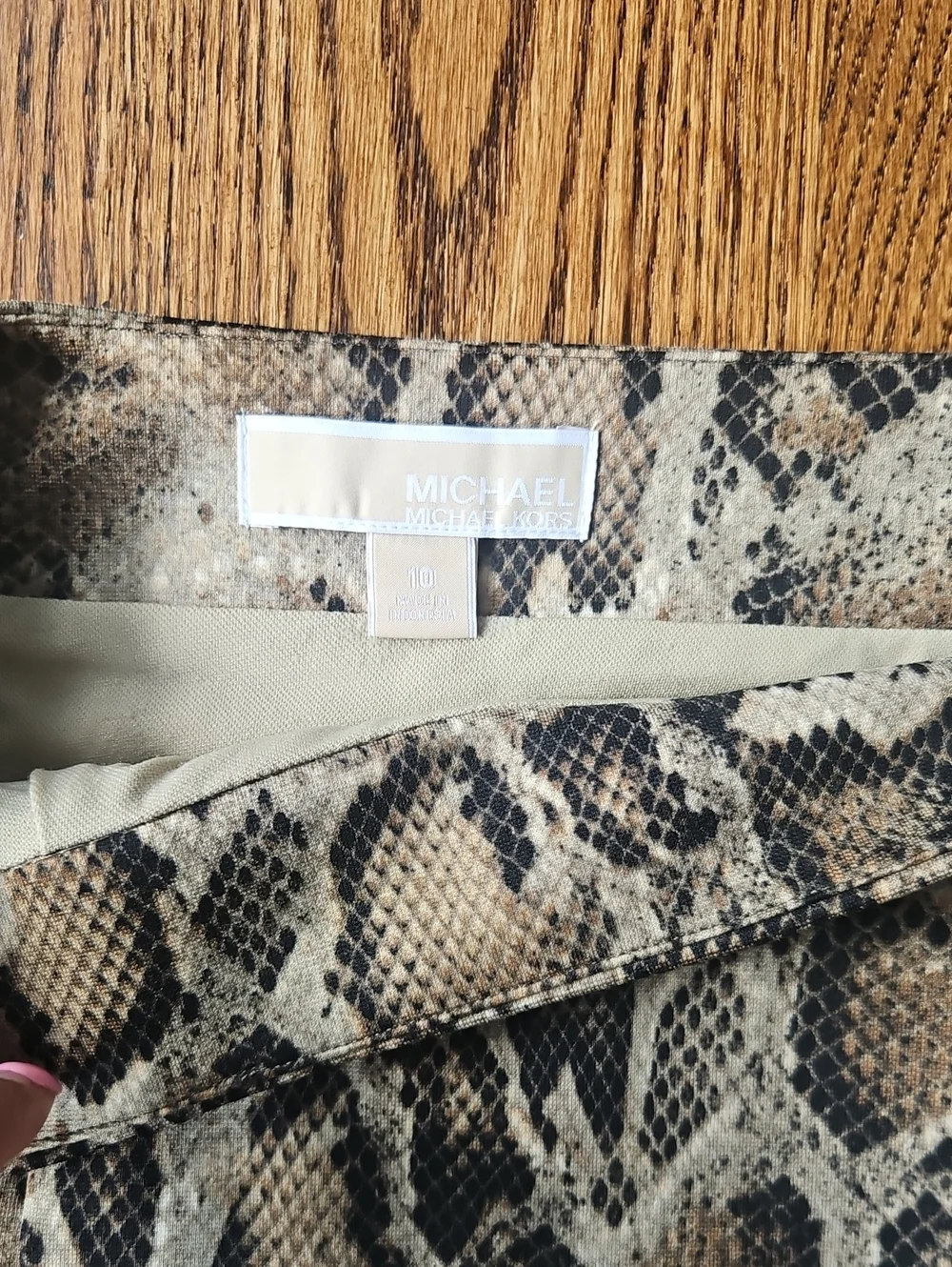 Michael Kors Snake-Print Pencil Skirt in Brown and Black